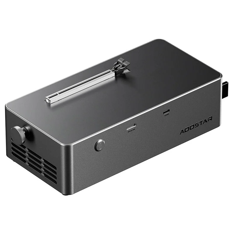 AOOSTAR AG02 OCuLink eGPU dock with open aluminum frame and built-in 800W PSU, front view