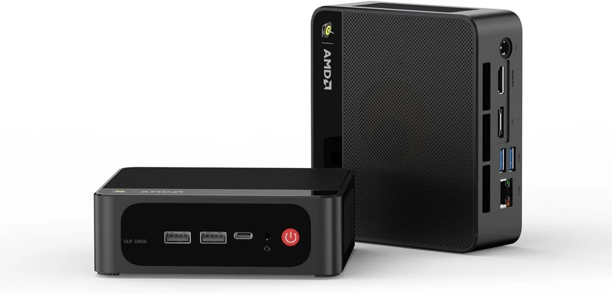 Beelink GTR9 Pro mini PC, front three-quarter view