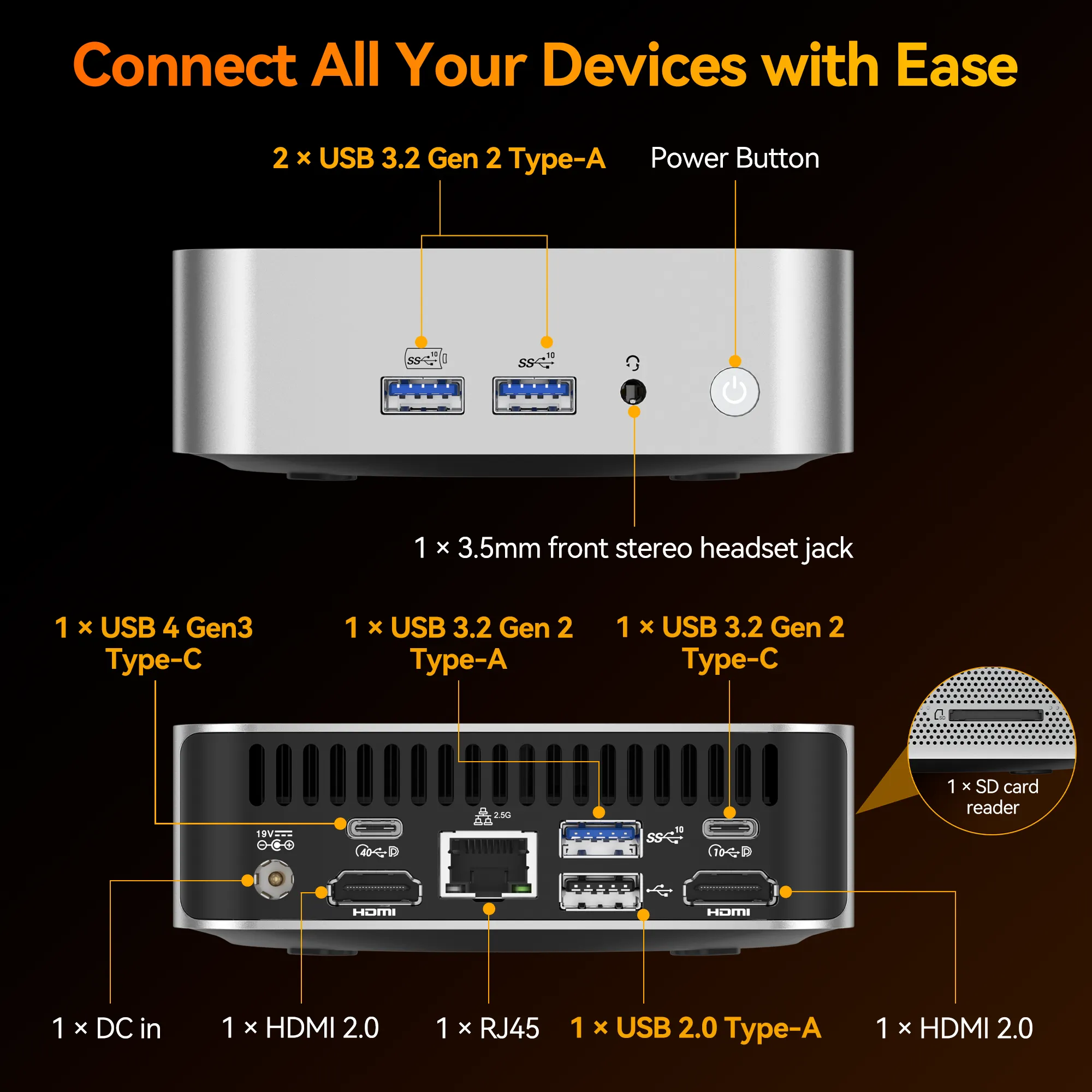Geekom A8 Max mini PC, top-down view