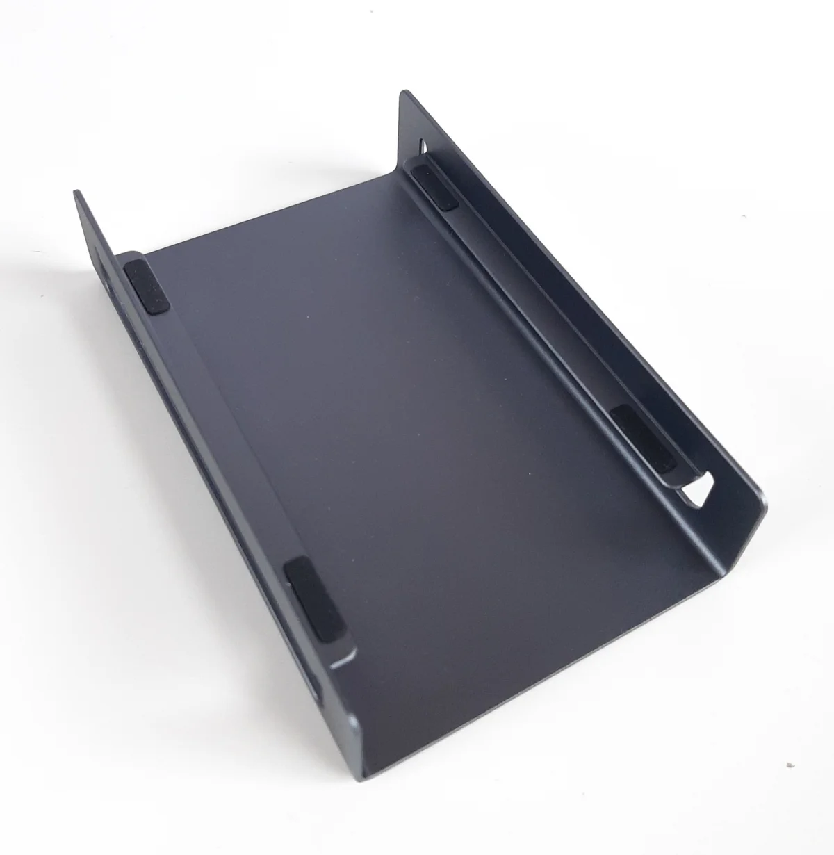 GMKtec EVO-X1 AI mini PC with stand, three-quarter view