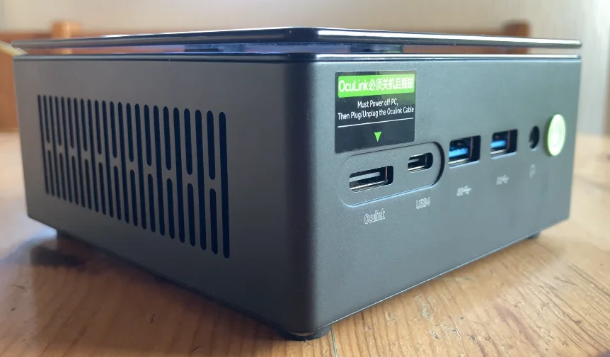 GMKtec NucBox K8 Plus mini PC, front three-quarter view