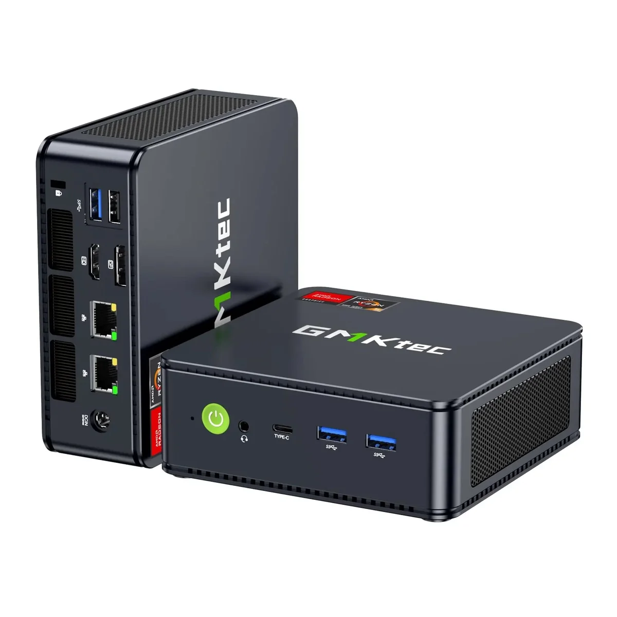 GMKtec M6 Ultra mini PC in bronze, front three-quarter view