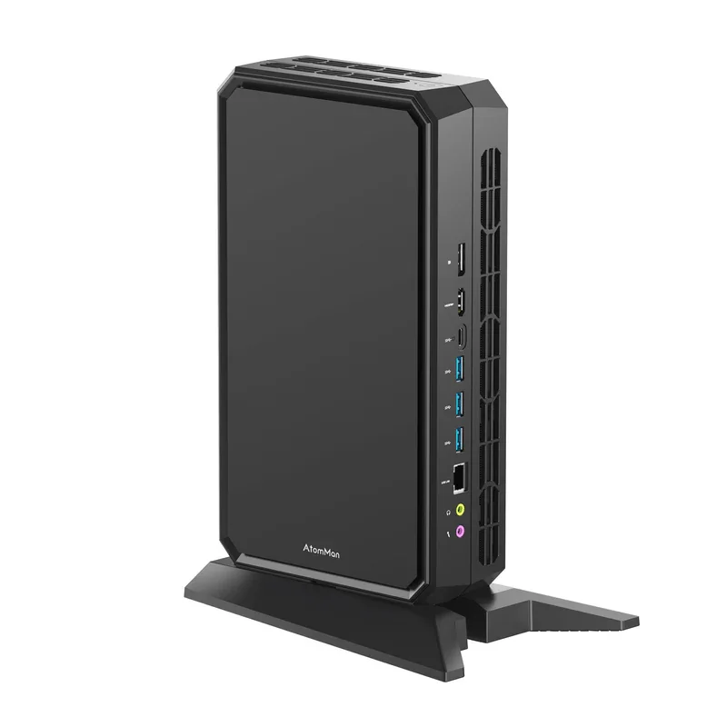 Minisforum HX200G / AtomMan G7 Pt mini gaming PC, front three-quarter view